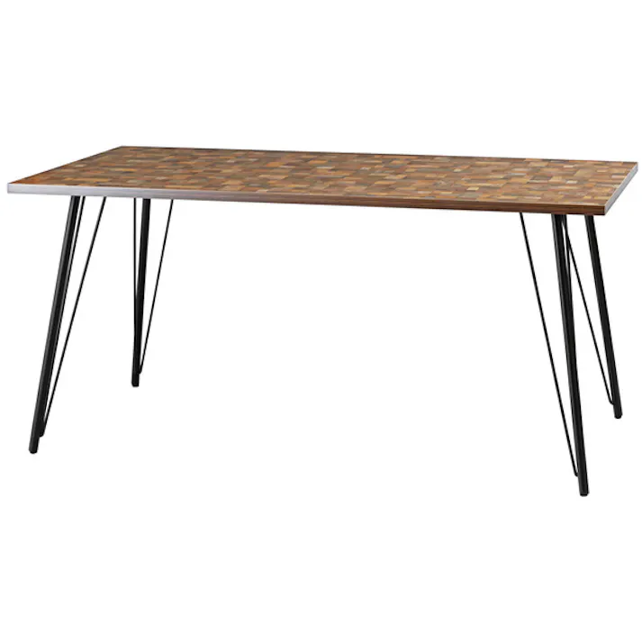 ダイニングテーブル/色:ミックス / 幅150×奥行80×高さ72cm / スチール おしゃれ インダストリアル シンプル 長方形 木目調 組立式 【送料込み】