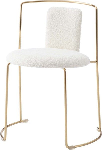 チェア／色：アイボリー　／　幅53.5×奥行48×高さ71×座面高48cm　／　 椅子 イス ダイニングチェア デスクチェア おしゃれ 北欧 韓国 韓国風 アンティークゴールド色　完成品 【送料込み】