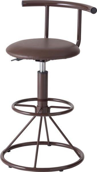 キリク キッチンハイチェア／色：ブラウン　／　幅41×奥行44×高さ74-85×座面高57-68cm　／　カウンターチェア おしゃれ　組立式 【送料込み】