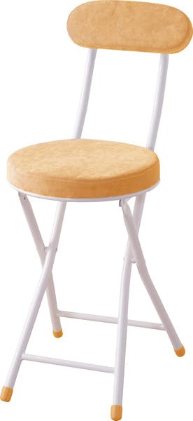 ロンダ チェア／色：イエロー　／　幅30×奥行47×高さ74×座面高47cm　／　スツール クッション 隙間収納 いす イス パソコンチェア 椅子 丸イス 丸椅子 フォールディングチェア 背付き 背もたれクッション付 折りたたみ式 北欧 腰掛け ダイニング  おしゃれ　完成品 【送料込み】