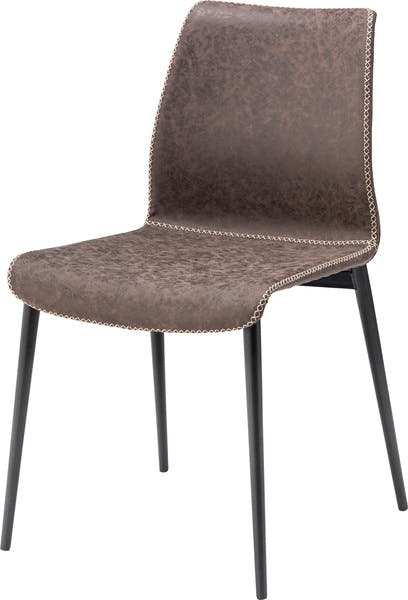 チェア／色：ブラウン　／　幅47.5×奥行57.5×高さ82.5×座面高45cm　／　スチール 椅子 ソフトレザー チェア おしゃれ カフェ　組立式 【送料込み】