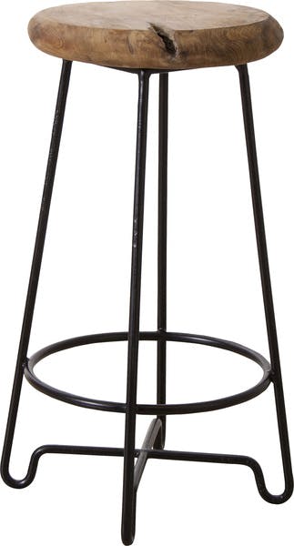 ラウンドハイスツール／色：ブラウン　／　幅34×奥行34×高さ65cm　／　ハイチェア カウンター イス 椅子 スチール ダイニング リビング シンプル モダン　完成品 【送料込み】
