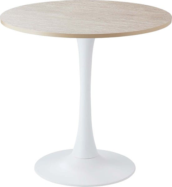 ラウンドテーブル／色：ベージュ　／　幅80×奥行80×高さ73.5cm　／　ダイニング 一本脚 大理石調 トラバーチン おしゃれ かわいい 上品 韓国 円形 丸 食卓 　組立式 【送料込み】