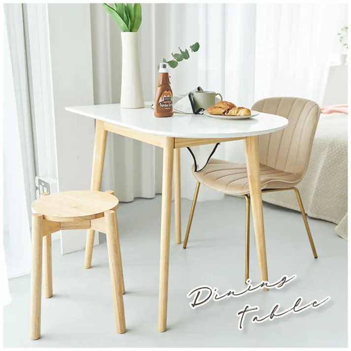 ダイニングテーブル/色:ホワイト / 幅85×奥行60×高さ72cm / カフェ コンパクト 壁寄せ 壁付け かまぼこ型 半円 省スペース シンプル モダン 北欧 木製 2人掛け 4人掛け おしゃれ リビング 組立式 【送料込み】