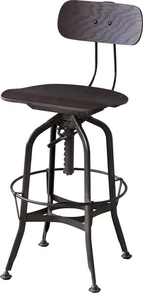 カウンターチェア／色：ブラウン　／　幅40.5×奥行49×高さ96.5-108×座面高64-76cm　／　ハイチェア カウンター イス 椅子 スチール ダイニング リビング シンプル モダン　完成品 【送料込み】