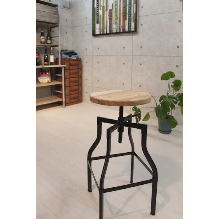 グリット カウンタースツール/色:ナチュラル / 幅35.5×奥行35.5×高さ66-79(座面φ34.5)cm / ハイチェア カウンター イス 椅子 スチール ダイニング リビング シンプル モダン 完成品 【送料込み】