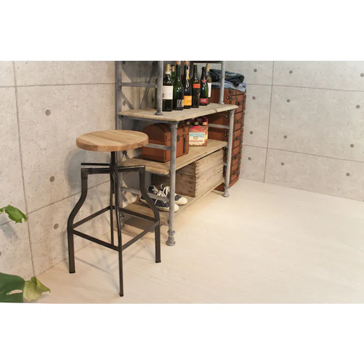グリット カウンタースツール/色:ナチュラル / 幅35.5×奥行35.5×高さ66-79(座面φ34.5)cm / ハイチェア カウンター イス 椅子 スチール ダイニング リビング シンプル モダン 完成品 【送料込み】
