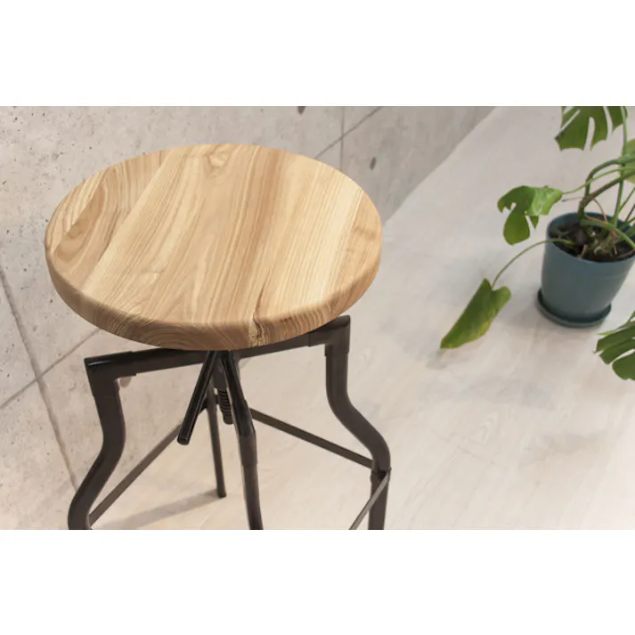 グリット カウンタースツール/色:ナチュラル / 幅35.5×奥行35.5×高さ66-79(座面φ34.5)cm / ハイチェア カウンター イス 椅子 スチール ダイニング リビング シンプル モダン 完成品 【送料込み】