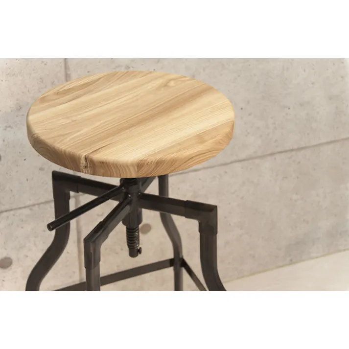 グリット カウンタースツール/色:ナチュラル / 幅35.5×奥行35.5×高さ66-79(座面φ34.5)cm / ハイチェア カウンター イス 椅子 スチール ダイニング リビング シンプル モダン 完成品 【送料込み】