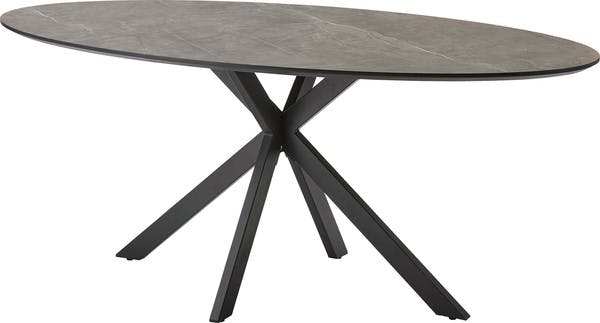 オーバルダイニングテーブル／色：グレー　／　幅180×奥行90×高さ72.5cm　／　カフェ 食卓 机 おしゃれ シンプル 北欧　組立式 【送料込み】