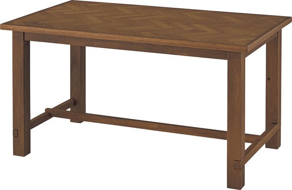 クｰパス ダイニングテーブル／色：ブラウン　／　幅135×奥行80×高さ72cm　／　長方形 四角 天然木 木製 シンプル クラシック シャビーシック アンティーク 食卓机 おしゃれ　組立式 【送料込み】