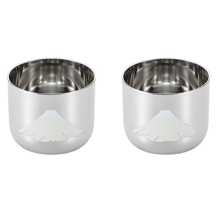 ぐい呑み 赤富士 2個セット 日本製 ステンレス 化粧箱入り 燕熟の技 お猪口 酒器 盃 ギフト 還暦 古希 日本酒 贈り物 プレゼント