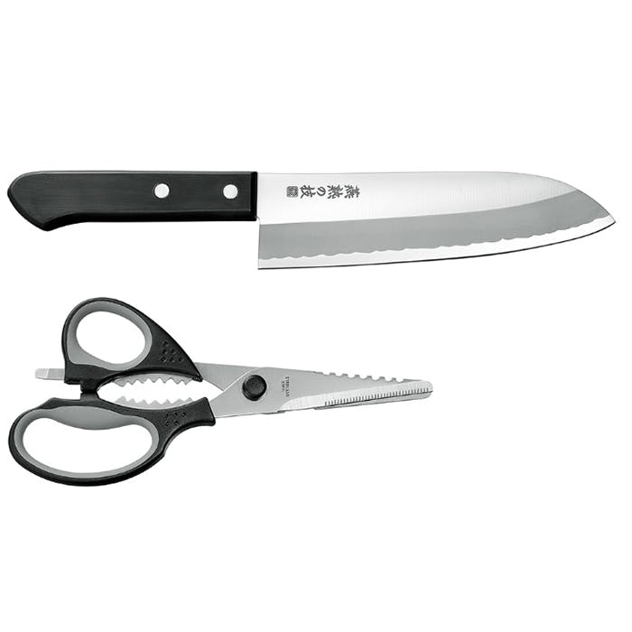 三徳包丁 165mm キッチンバサミ セット 一般的家庭用 肉切り 魚の処理 野菜切り ステンレス 包丁 国産 日本製