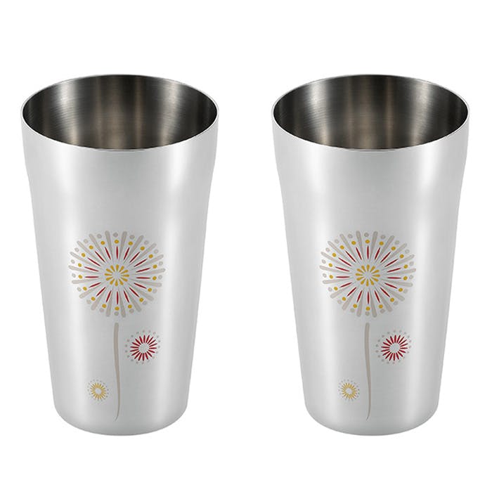 タンブラー 420ml 2個セット 感温 花火 鯉 色が変わる 冷 日本製 ステンレス 燕熟の技 酒器 盃 ギフト 還暦 日本酒