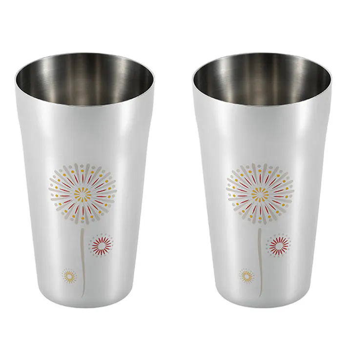タンブラー 420ml 2個セット 感温 花火 鯉 色が変わる 冷 日本製 ステンレス 燕熟の技 酒器 盃 ギフト 還暦 日本酒