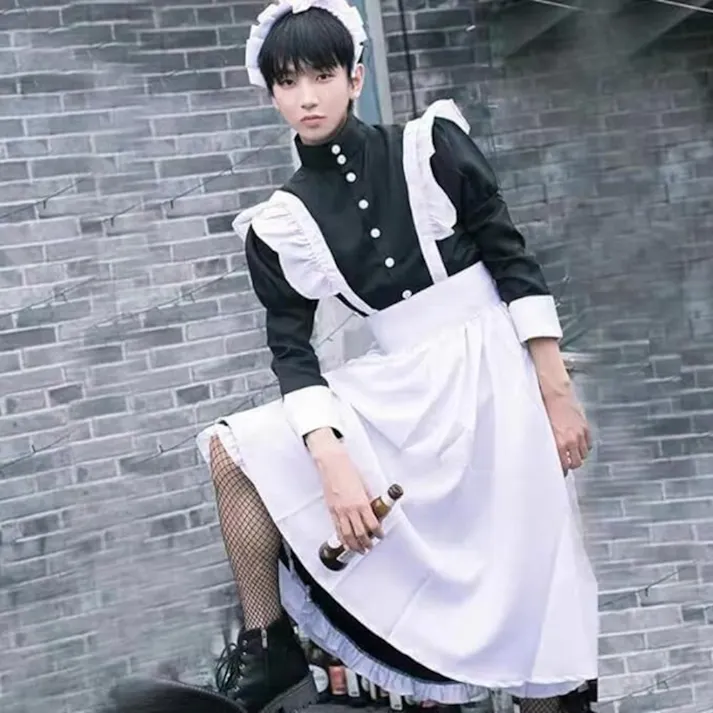 メイド服 ロング 4点セット 長袖 クラシカル 英国 コスプレ衣装 イギリス風 フリル ワンピース エプロン コスチューム ハロウィン 仮装 レディース メンズ 可愛い ゴスロリ ロリータ ロイヤル 制服 喫茶店 変装 大人用 カフェ 学園祭 洋風