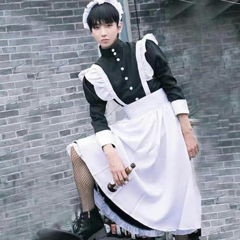 メイド服 ロング 4点セット 長袖 クラシカル 英国 コスプレ衣装 イギリス風 フリル ワンピース エプロン コスチューム ハロウィン 仮装 レディース メンズ 可愛い ゴスロリ ロリータ ロイヤル 制服 喫茶店 変装 大人用 カフェ 学園祭 洋風