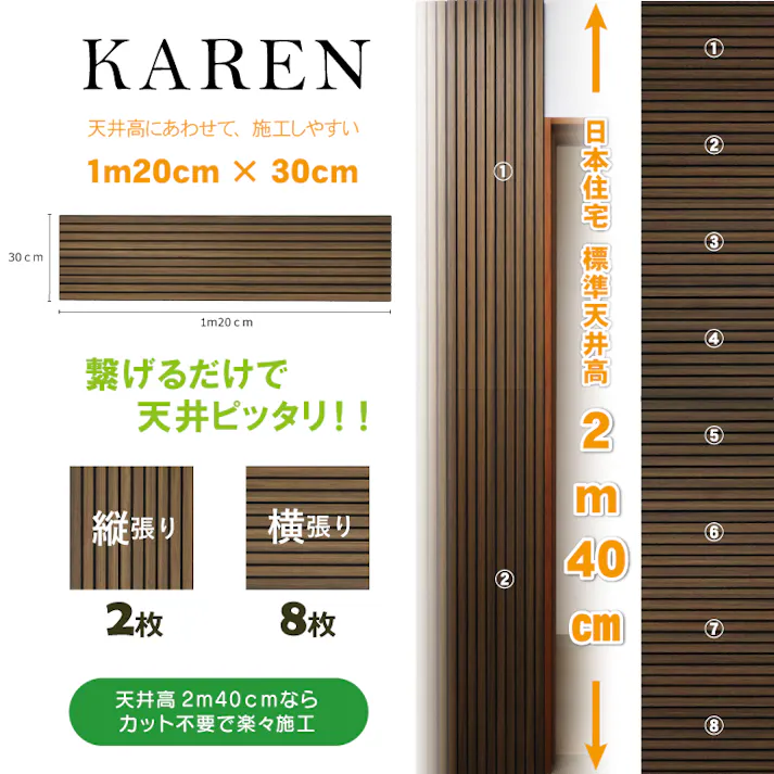 【吸音ボード KAREN ベージュ2枚入】ジャパンディ リブボード カレン パネル 吸音 防音 ウォールパネル 壁紙 賃貸 壁に貼る ベッド ヘッドボード 吸音材 音漏れ 騒音対策 簡単 DIY 遮断 縦格子 ストライプ 寝室 トイレ ペット