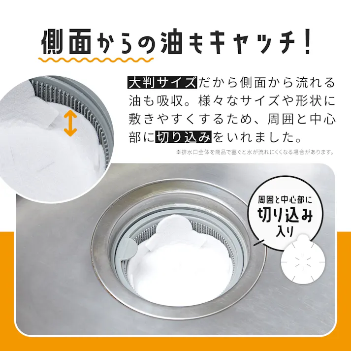【排水口の油・ゴミキャッチシート 大判40枚入 <お得な3個セット>】 ちあふる 排水口シート 油吸着 ゴミ受け キッチン 台所 掃除 ヌメリ防止 まとめ買い 大容量 油汚れ 使い捨て 4989409105010