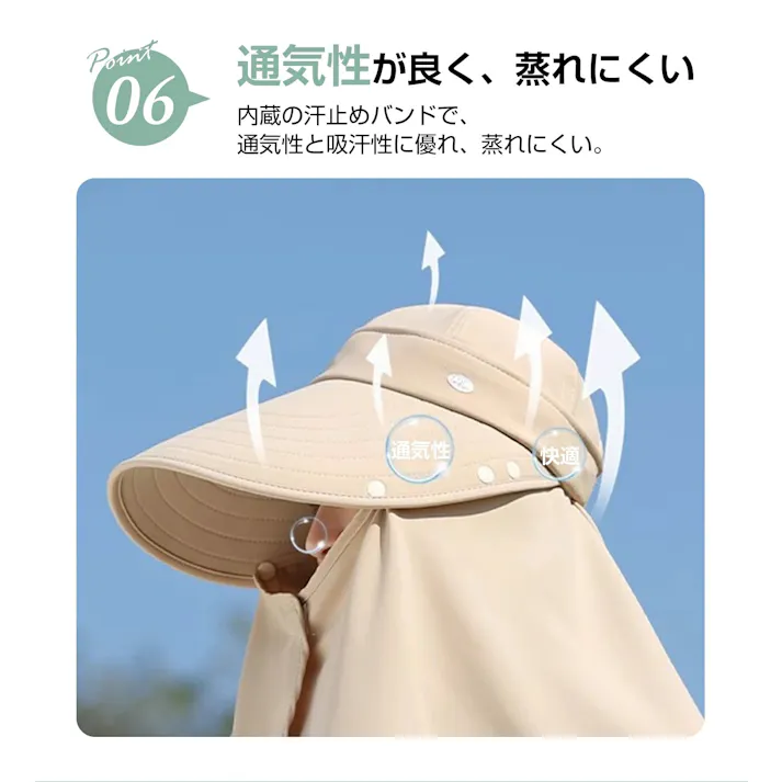 日除け帽子 つば広帽子 ワイドブリムハット ケープ付き日除け帽子 大きいサイズ つば広 紫外線99%カット UVカット日焼け防止 ハット 無地 ウメンズ 大きめ 56~58cmフリーサイズ 折り畳み 日よけ 紫外線対策 飛ばない 綿 beige