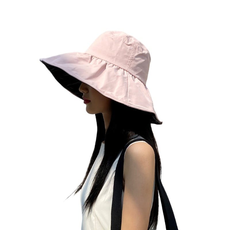 レディース つば広ハット 13cm 紫外線 99% カット 折りたたみ 飛ばない あごひも付き 綿素材 56-58cm フリーサイズ 春夏用 日除け 自転車 アウトドアに最適