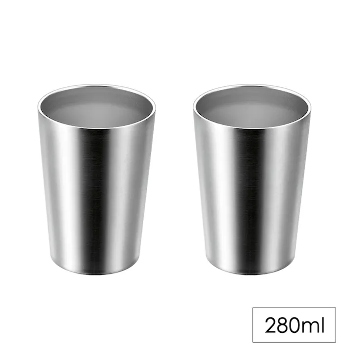 タンブラー 280ml 2個組 ステンレス 二重構造 保冷 保温 シンプル