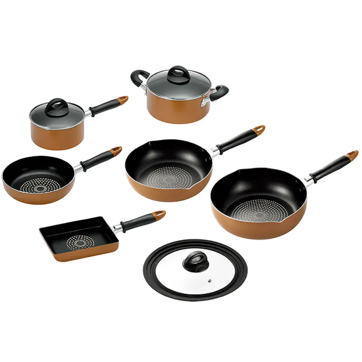 キッチンツール 7点セット フライパン 玉子焼き器 ガラス蓋付き 鍋 調理器具 IH対応 ガス火対応 深型 キッチン用品