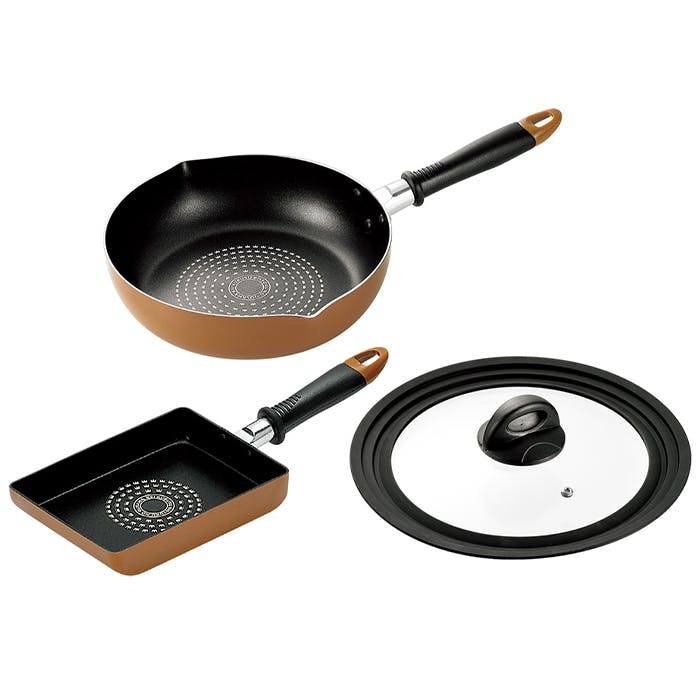 深型フライパン 24cm 玉子焼き器 ガラス蓋付き セット ih ガス火 調理器具 キッチン用品 IH対応 ガス火対応