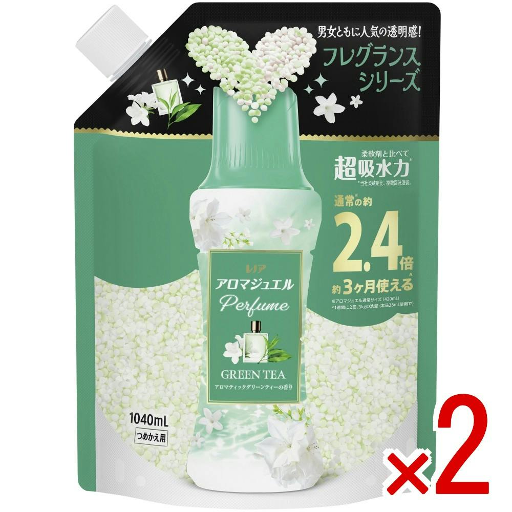【2点まとめ買い】レノアアロマジュエルグリーンティ－の香りつめかえ用特大サイズ × 2点 【送料込み】 ＃4987176364609