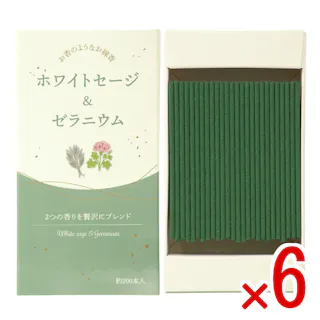 【ケース販売】お香のようなお線香 ホワイトセージ&ゼラニウム × 6点 【送料込み】 #4901435218199