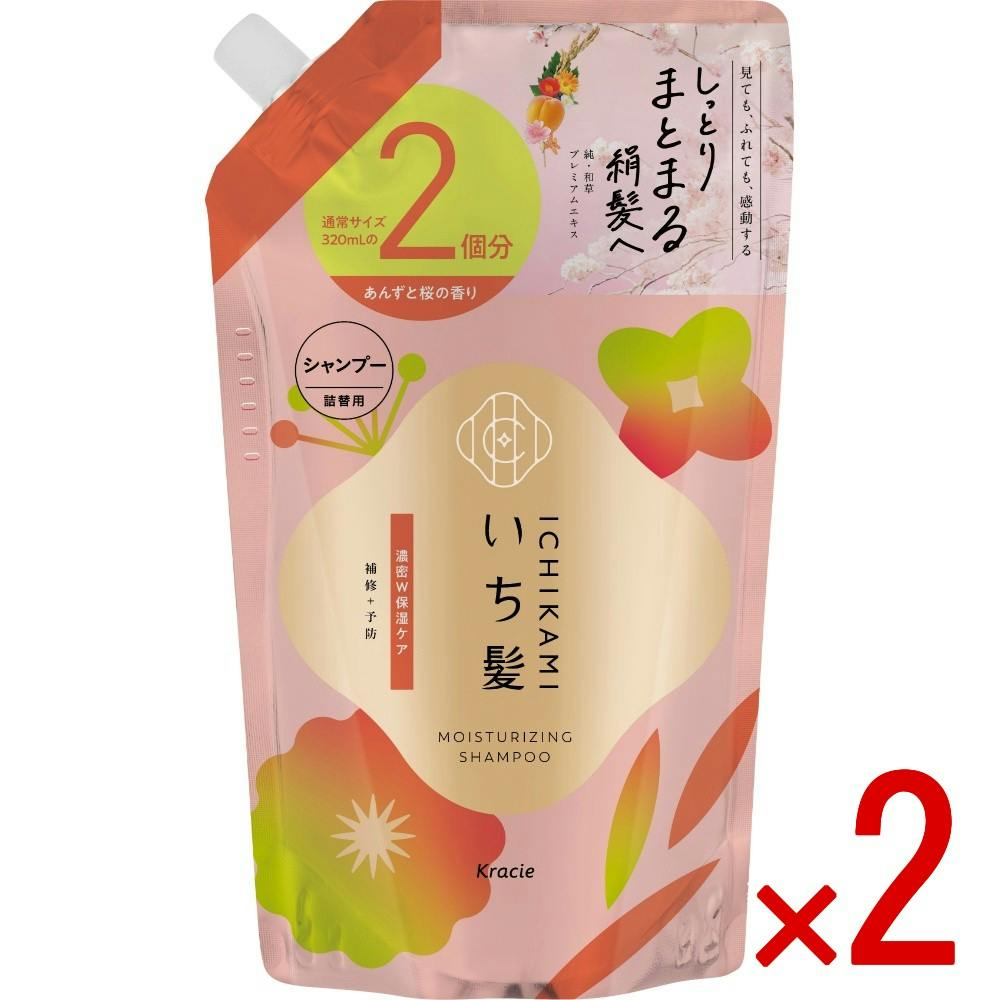 【2点まとめ買い】いち髪 濃密W保湿ケア シャンプー 詰替用2回分 × 2点 【送料込み】 ＃4901417724038