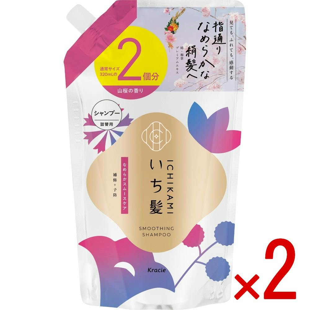 【2点まとめ買い】いち髪 なめらかスムースケア シャンプー 詰替用2回分 × 2点 【送料込み】 ＃4901417724014