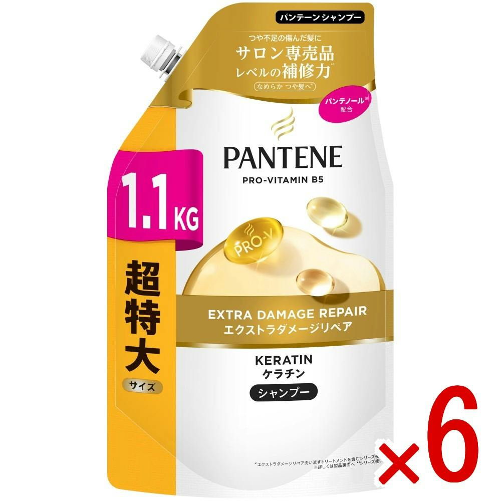 【ケース販売】パンテーンエクストラダメージリペアシャンプーつめかえ超特大 × 6点 【送料込み】 ＃4987176270412