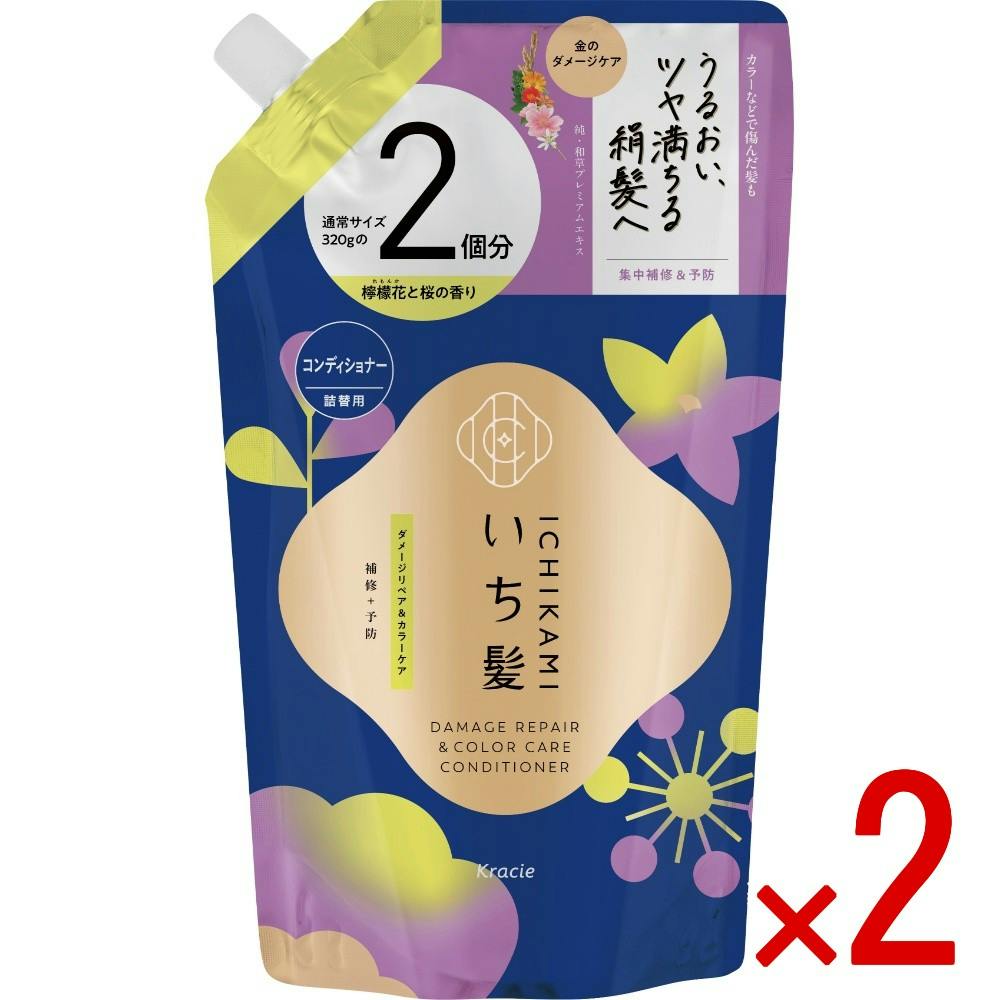 【2点まとめ買い】いち髪 ダメージリペア＆カラーケア コンディショナー 詰替用2回分 × 2点 【送料込み】 ＃4901417724069