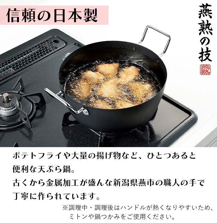 天ぷら鍋 22cm 浅型バット アミ付き セット ステンレス 油きり 日本製