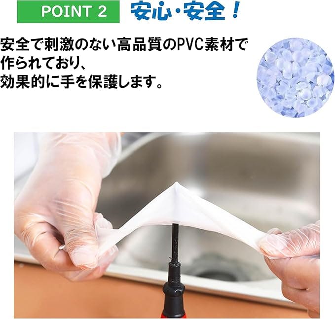 使い捨て手袋 プラスチックグローブ 粉なし Mサイズ 100枚入り 左右