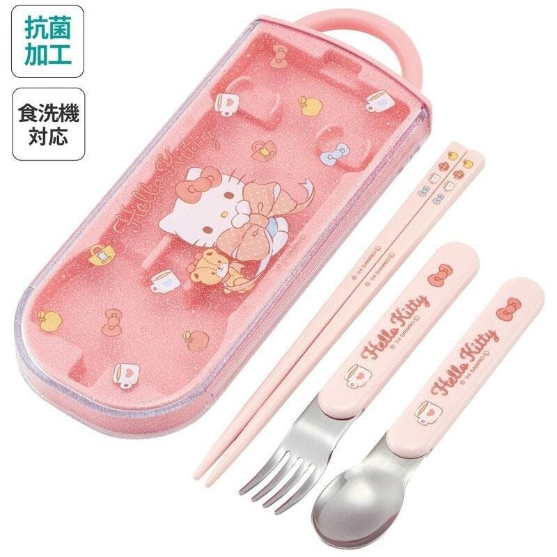サンリオ ハローキティ ビッグリボン 抗菌 食洗対応トリオセット さんりお 箸 スプーン フォーク カトラリーセット