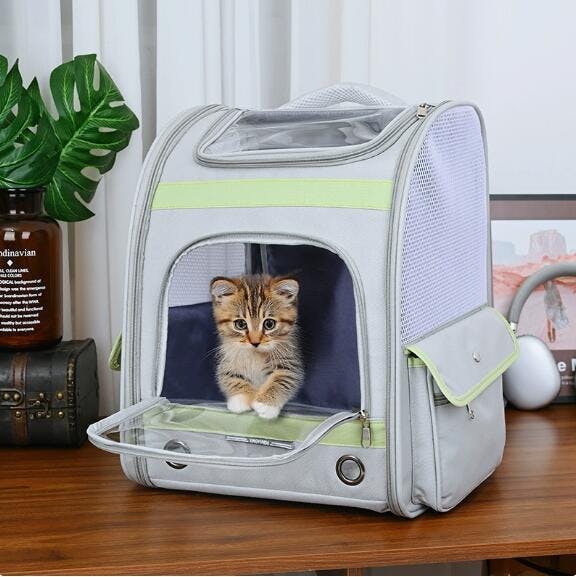 猫 リュック ペット ペットキャリーバッグ 猫バッグ 犬キャリーリュック  通気性 安定性 折り畳み収納 カーテン付き 携帯便利 犬/猫/小動物適用 旅行 通院 散歩 電車移動 災害避難用 外出用 ペットバッグ