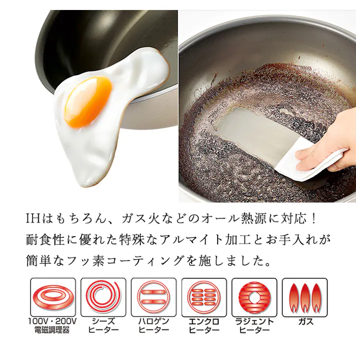炒め鍋 28cm ふっ素加工 フライパン ガス火 IH お玉 ターナー付き