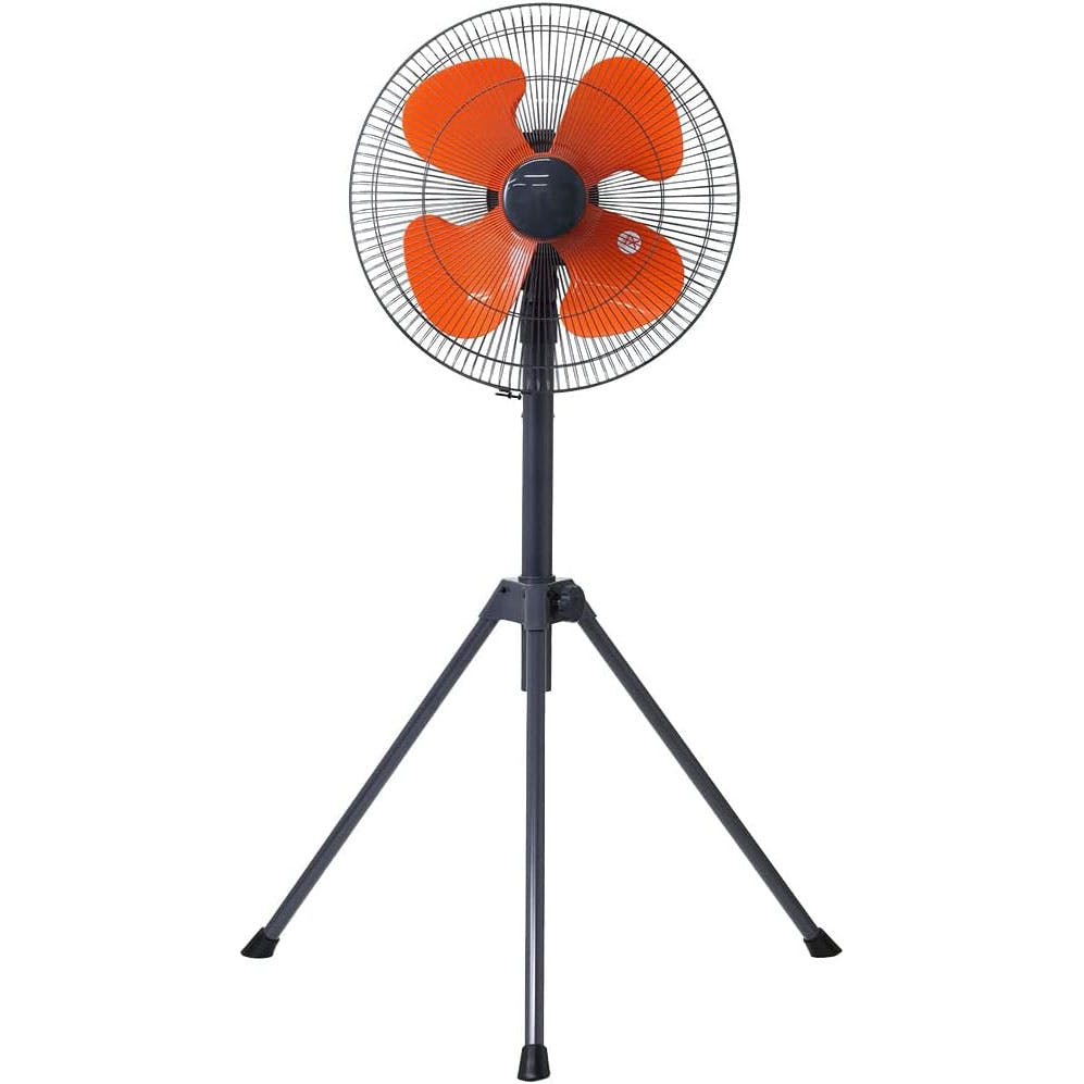 工業扇 43.5cm 4枚羽根 スタンド 組み立て式 首振り TEKNOS テクノス KG-458R オレンジ 工業用扇風機 倉庫 工場 部屋干し