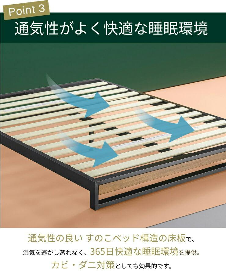 ZINUS ジヌス Suzanneスチール＆ウッド ベッドフレーム ヘッドなし