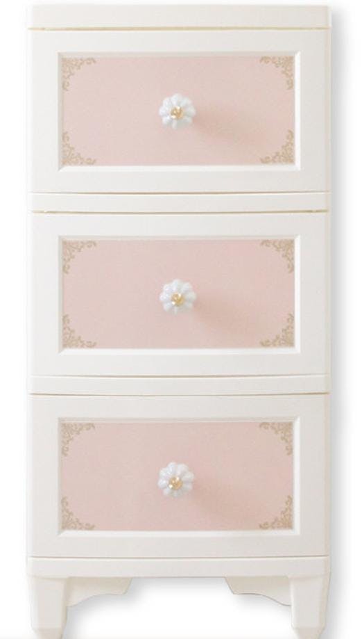 衣装ケース【3段】 ドレスチェンジチェスト【ピンク】 リルデココ 衣類収納 猫脚 薔薇 姫系 新生活 【送料込み】 ILC