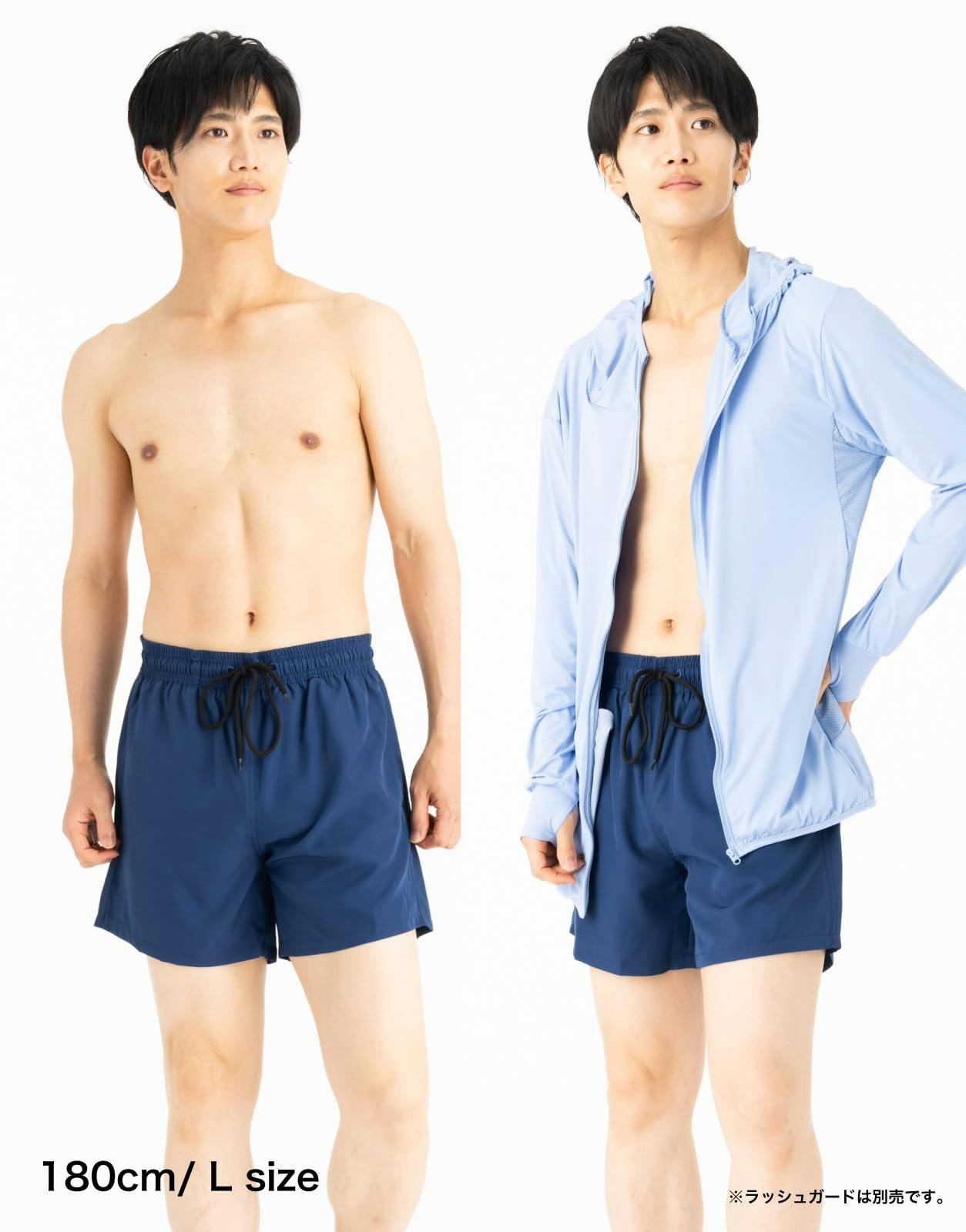 水着 メンズ サーフパンツ 海パン ハーフパンツ ネイビー/L | 作業着