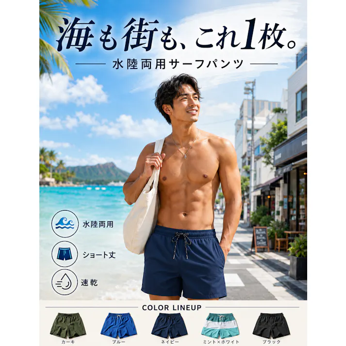 水着 メンズ サーフパンツ 海パン ハーフパンツ ボーダー/LL