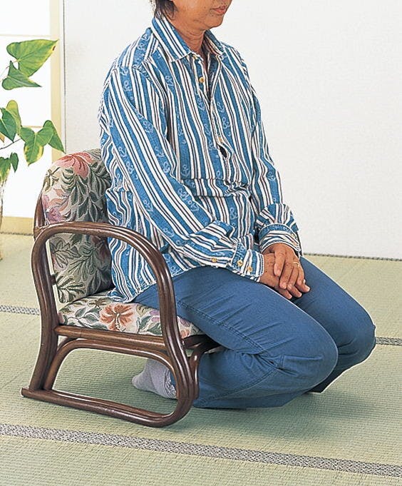 籐 ラタン 籐ジャカード織樂々便利座椅子 ロータイプ アームチェア 座