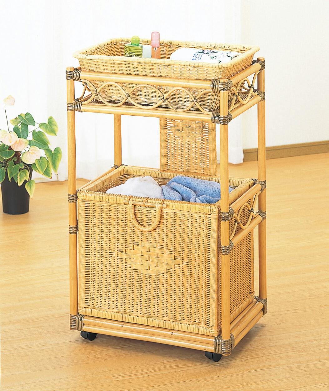 籐 ラタン 籐ランドリーボックス  ランドリー 収納 洗濯物 脱衣カゴ  家具 【送料込み】 #imed