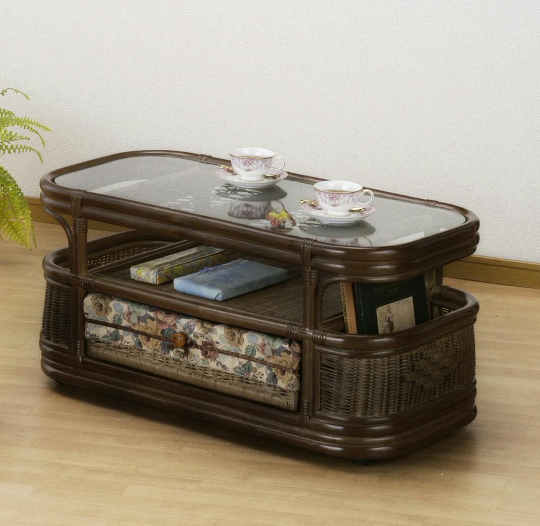 美品✨　籐 ラタン ガラスローテーブル センターテーブル 古民家 古家具 アンティーク】籐 ラタン ガラスローテーブル センターテーブル 古民家