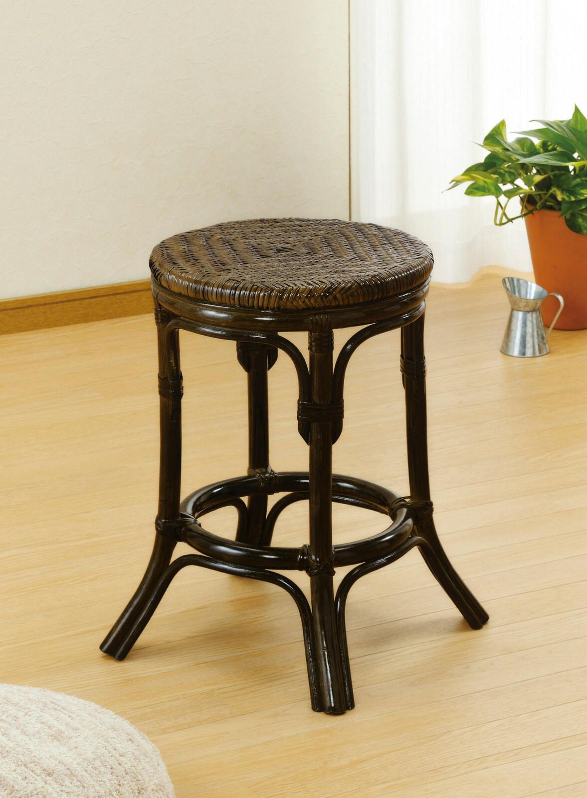 籐 ラタン 籐スツール  スツール　椅子　天然素材　ダークブラウン 家具 【送料込み】 #imed