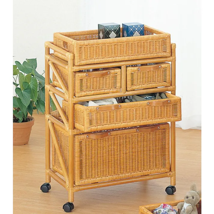 籐 ラタン 籐ランドリーワイド幅60×奥行36×高さ86cm 重量約10.5kg ランドリー 収納 引出し 家具 【送料込み】 #imed