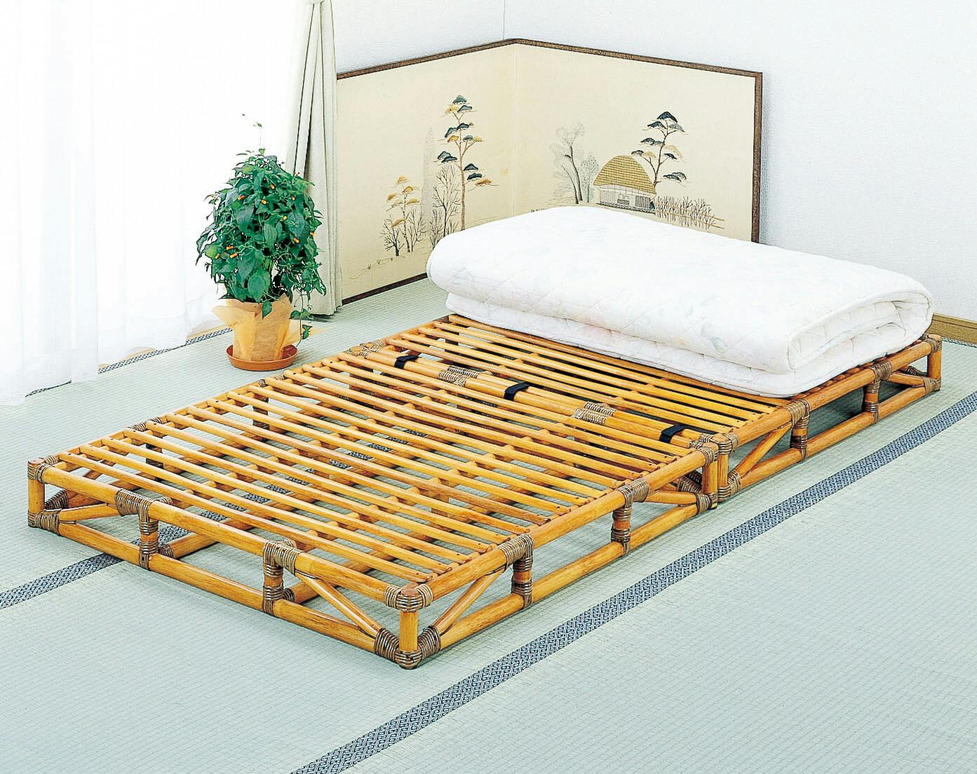 籐 ラタン 籐すのこベッド（枕付）   シングル 家具　※商品はフレームと枕のみ。布団等は含まれません。 家具 【送料込み】 #imed